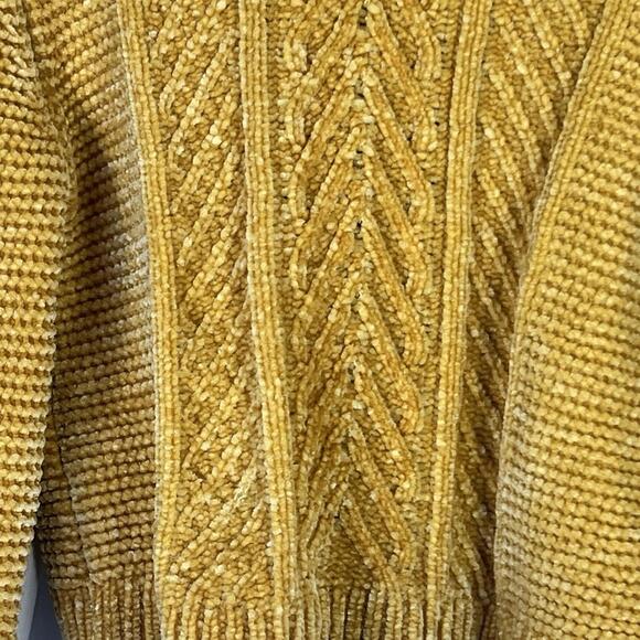 Tommy Bahama Scalloped Hem Sweater Kids Mustard 7-8 Cropped Cable Knit - Picture 2 of 9